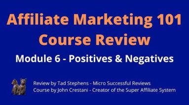 Super Affiliate System - Affiliate Marketing 101-6 - Positives & Negatives